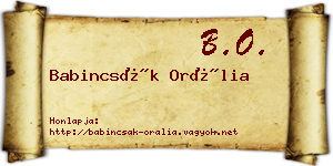 Babincsák Orália névjegykártya